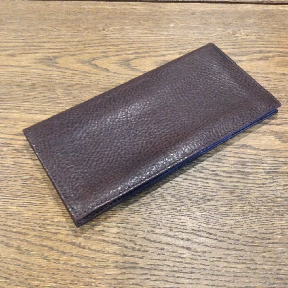 NEW! COLE HAAN Dark Brown Leather Slim Wallet Made in Italy
